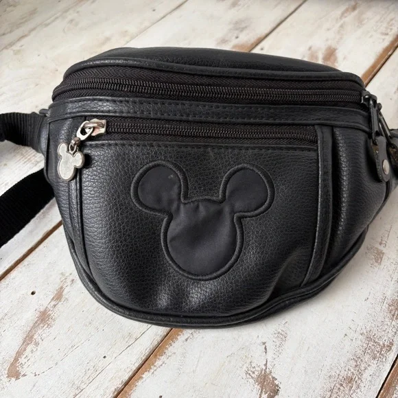 vintage WALT DISNEY WORLD Fanny pack Mickey Mouse crossbody bag faux leather EUC - Picture 3 of 16